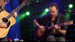 Dave Matthews perfomring with Tim Reynolds using a custom rockbridge SJ acoustic Electric Guitar in Sunburst finish