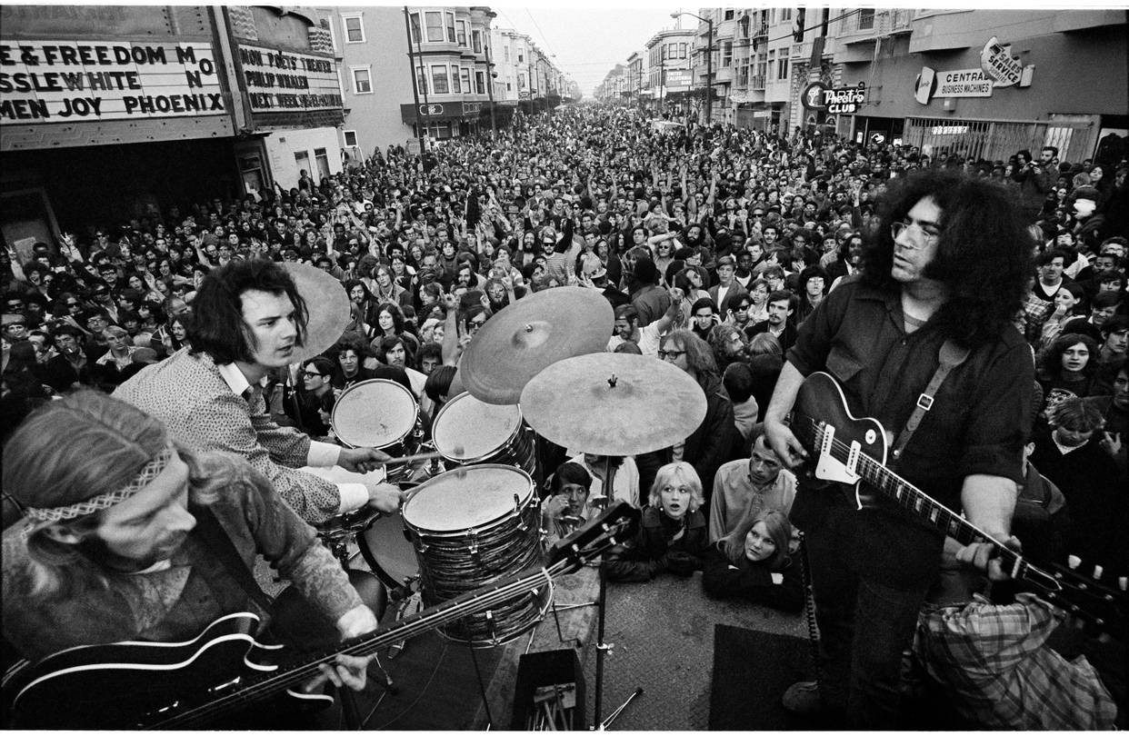 From Left to right, Phil Lesch, Bob Weir, and Jerry Garcia perform as the Gratfeul Dead in the 1980s.