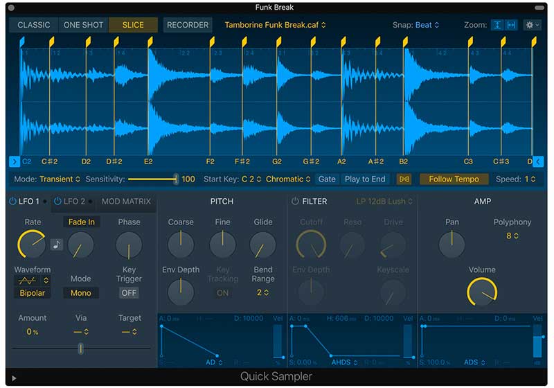 Logic Pro Quick Sampler Example