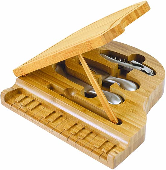 Piano shaped Cheese board with tools