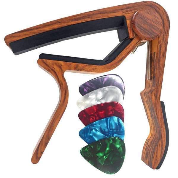 Rosewood Rosewood Acoustic Guitar CAPO & 5x Plectrums by Adagio Pro ideal Gift Item 