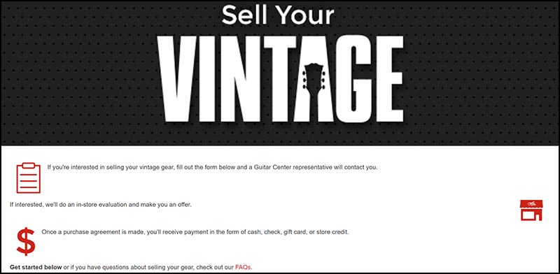 Sell Guitar Center Vintage Gear Form Screenshot