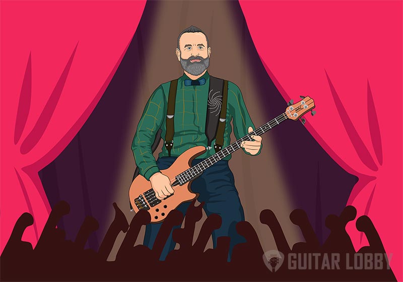 Justin Chancellor Playing Bass Guitar Graphic
