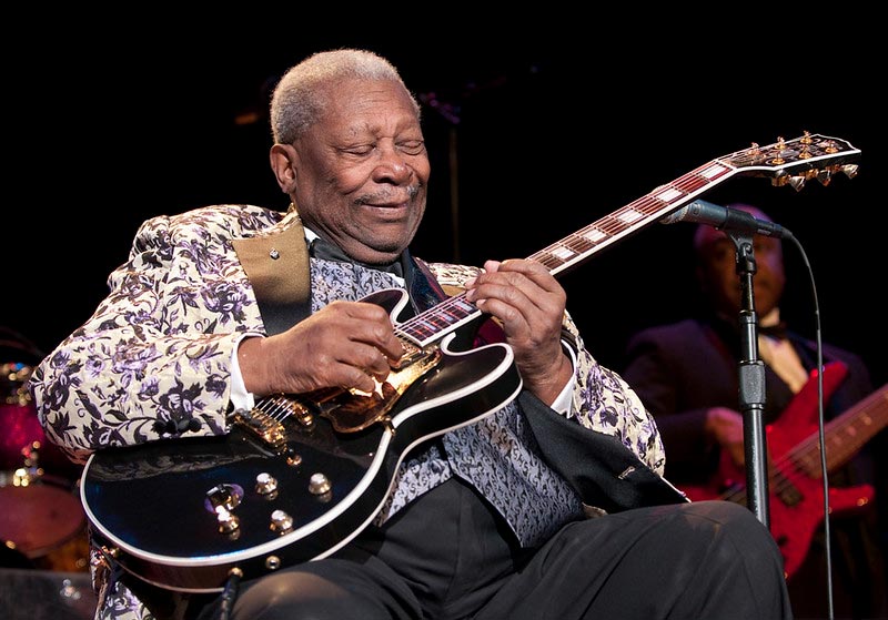 One of the best blues guitarists of all time BB King playing guitar