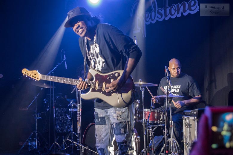 Left handed guitarist Eric Gales performing live