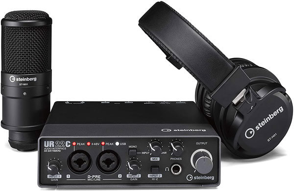 Steinberg UR22C Recording Pack with USB 3.1 Audio Interface, Condenser Microphone, and Headphones