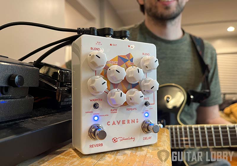 Keeley-Caverns-Delay Reverb pedal being tested by Chris Schiebel