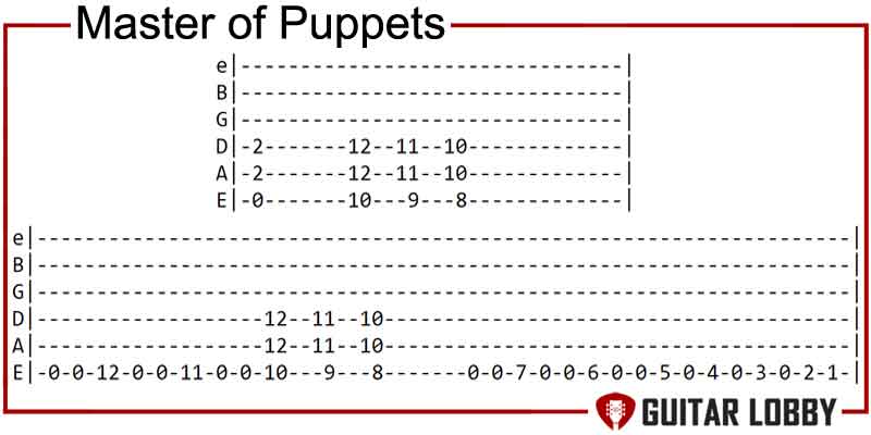 Master of Puppets by Metallica guitar chords