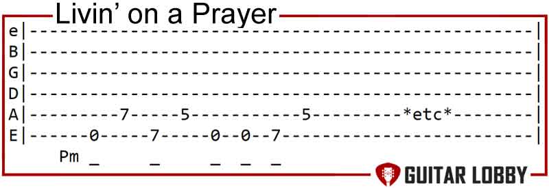 Livin’ on a Prayer by Bon Jovi guitar riff
