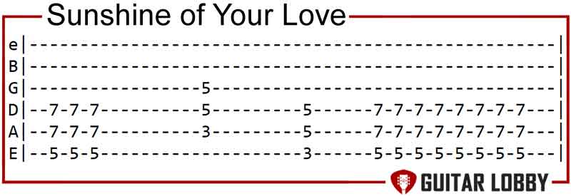 Sunshine of Your Love by Cream guitar riff