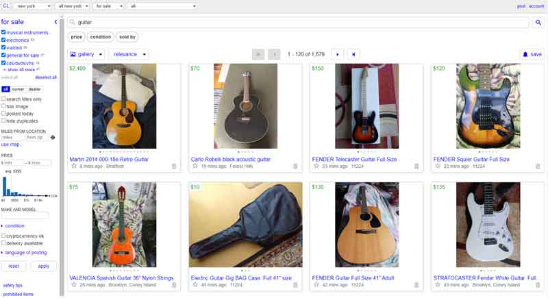 Craigslist guitar marketplace