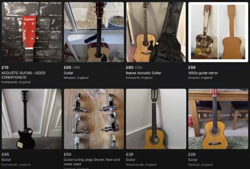 Facebook Marketplace guitars for sale by users