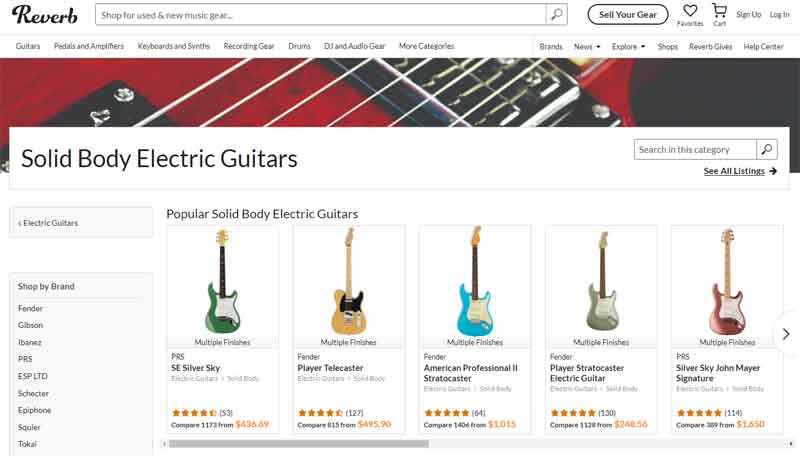 Reverb guitar marketplace