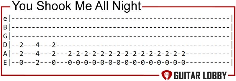 You Shook Me All Night guitar riff